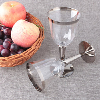 6PCS Disposable Plastic Cup Goblet Red Wine Champagne Glass Cocktail Glass Party Drink Cup Ice Cream Cup
